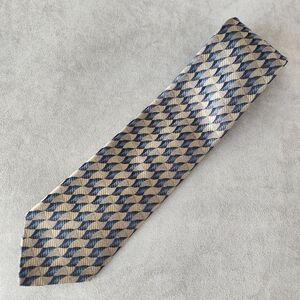 Ermenegildo Zegna necktie 100% silk golden grey geometric tie luxury Made Italy